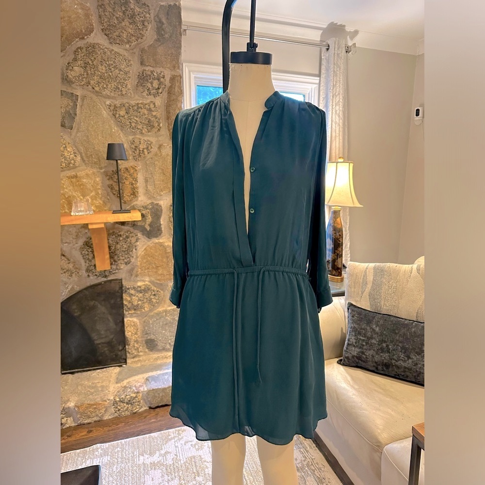 Babaton Teal green silk dress